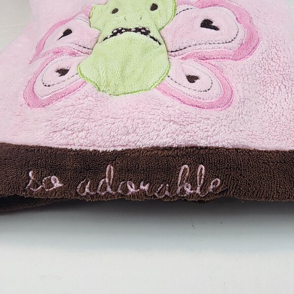 Just One You by Carter's pink baby blanket Butterfly So Adorable brown trim - Picture 3 of 6
